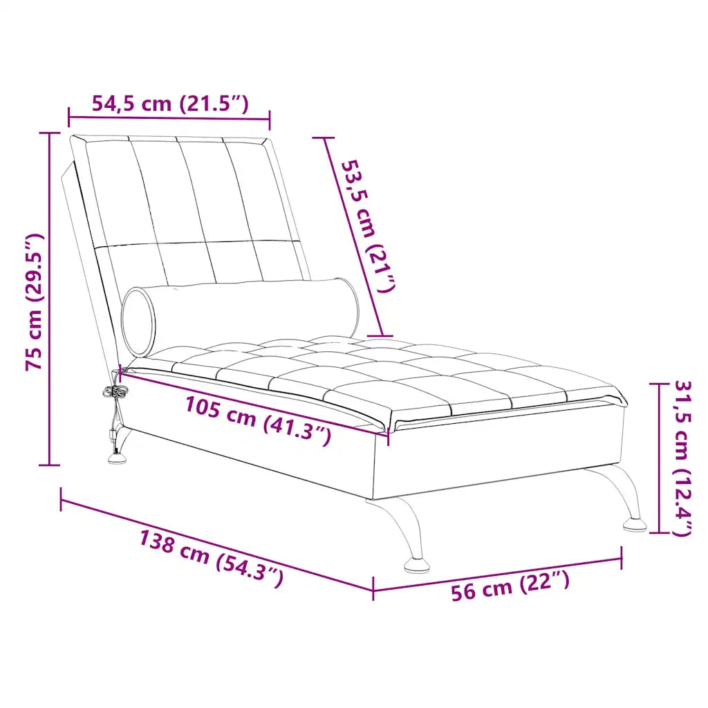 Chaise Longue Massaggi con Capezzale Grigio Scuro in Tessuto CFW4803864