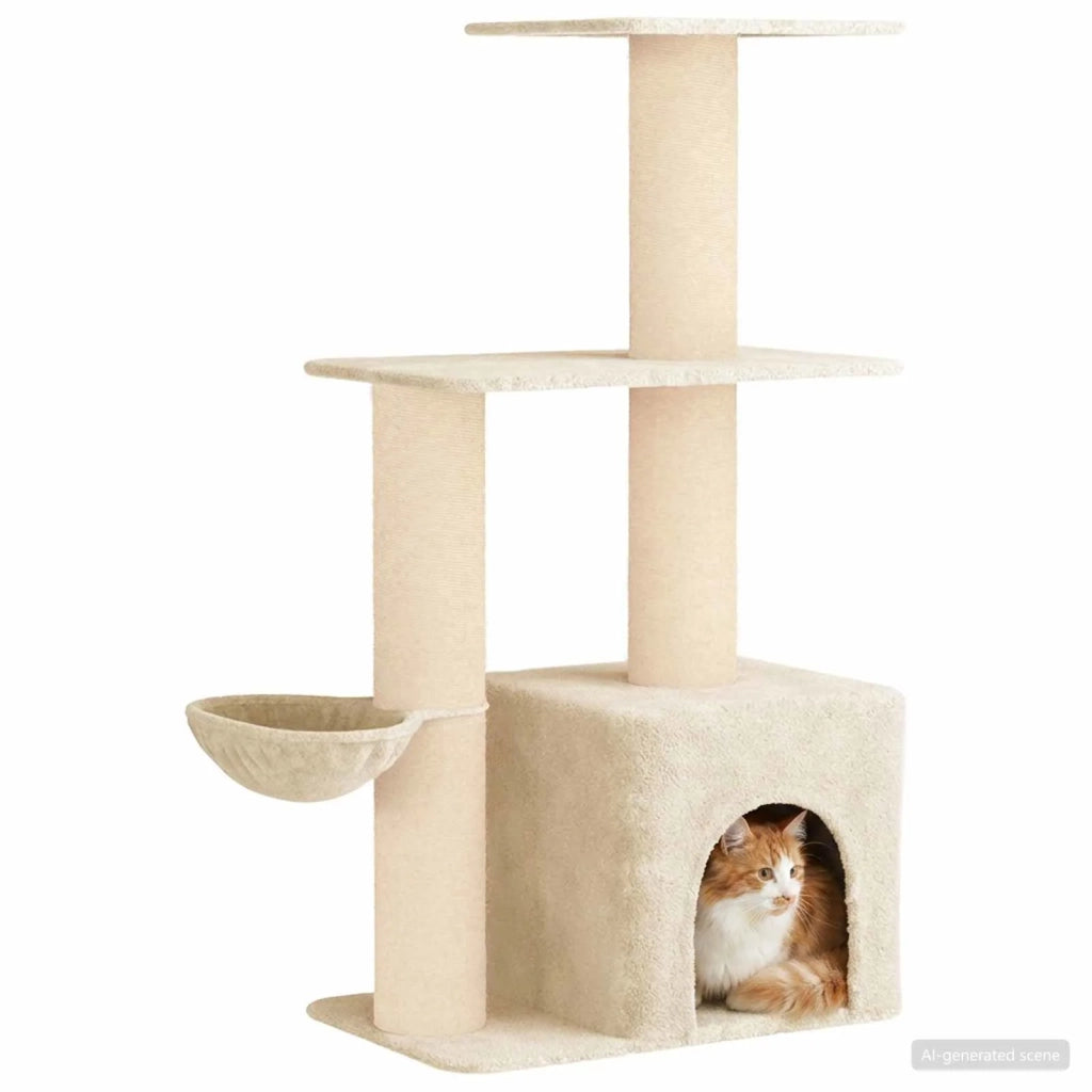Albero per gatti con pali per graffiare in sisal Crema 133 cm 42033063
