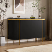 Sideboard 140x38x80 cm con 4 ante e passacavi in MDF nero