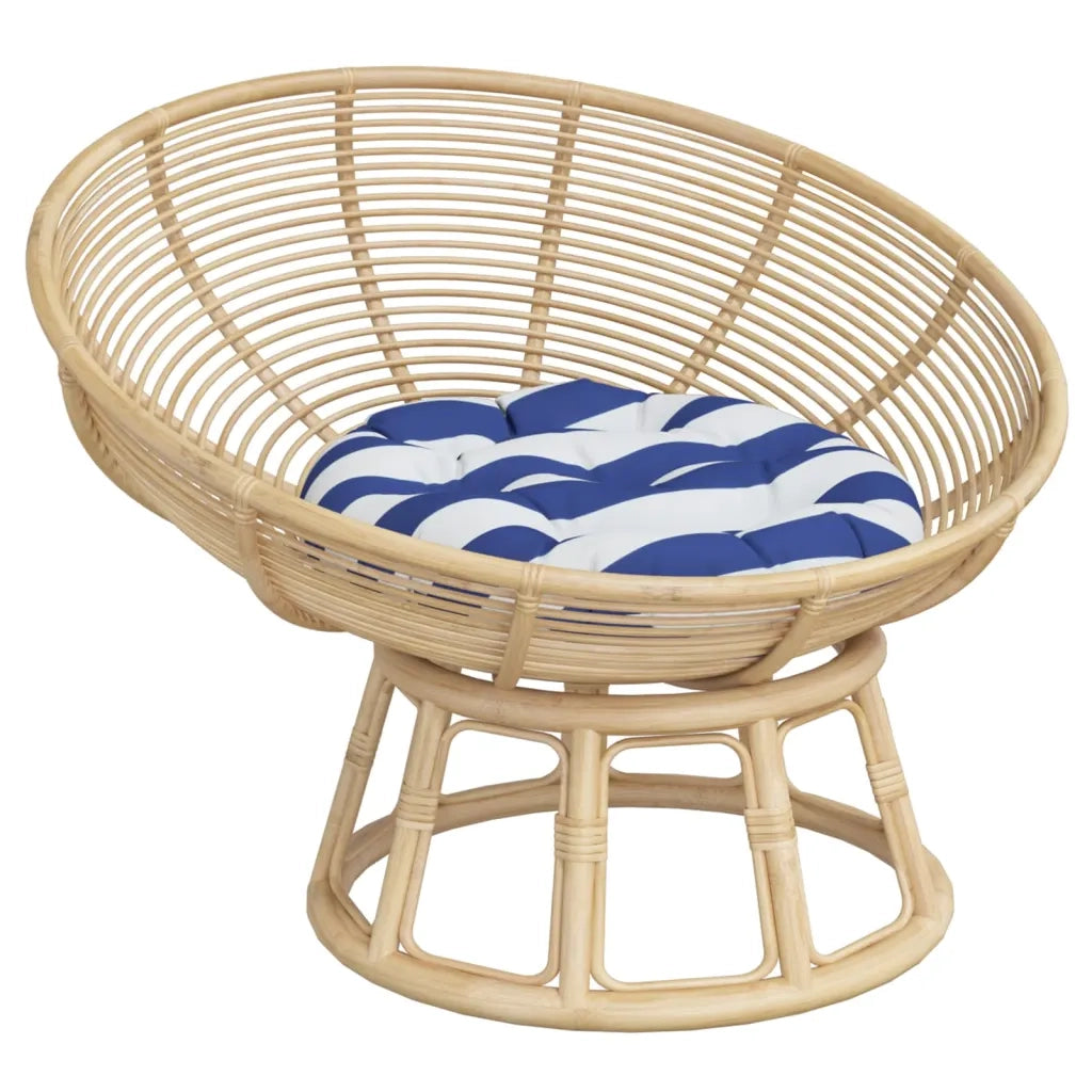 Cuscino Rotondo Righe Blu Bianche Ø 60x11 cm in Tessuto Oxford 361955