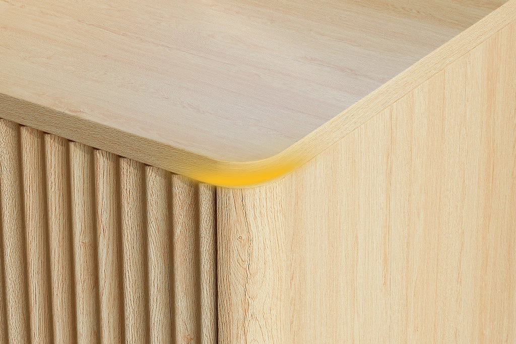Comodino con 3 cassetti in MDF effetto rovere con guide silenziose e maniglie dorate per camera da letto 58 × 38 × 64 cm