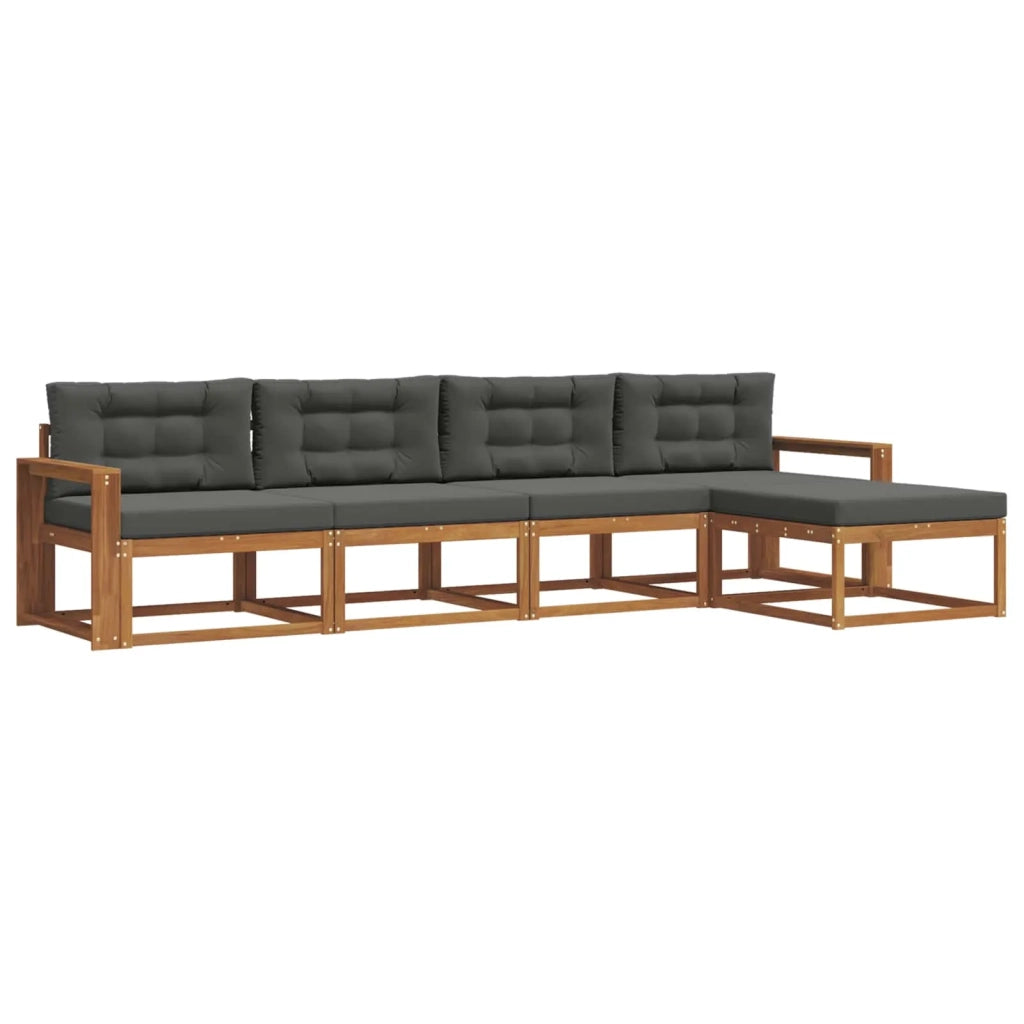 Set di divani da esterno con cuscino 5 pcs Naturale e Antracite