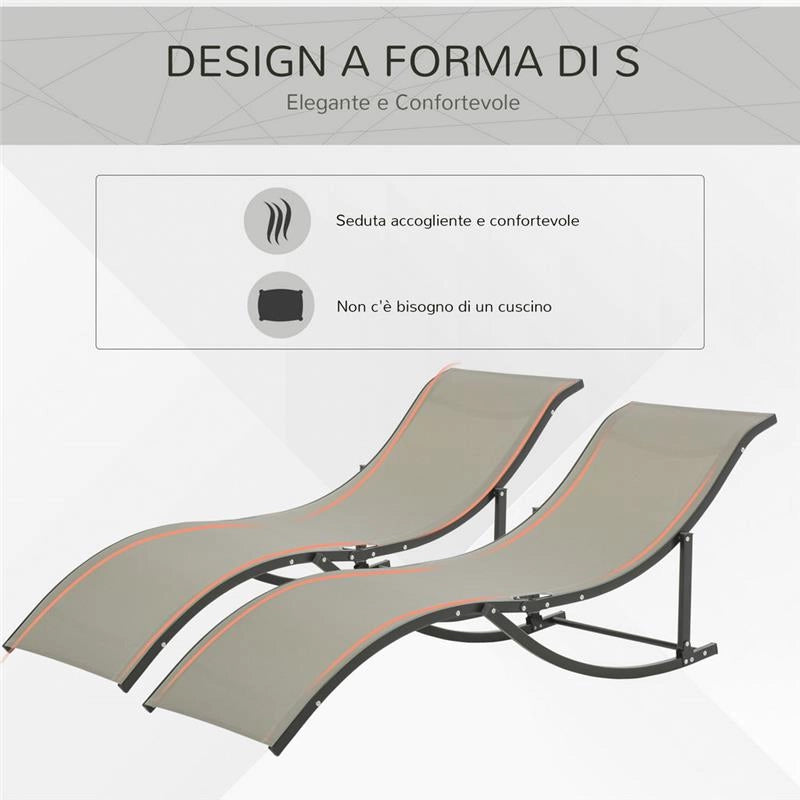 SET 2 SDRAIO DA GIARDINO PIEGHEVOLI 61 X 165 X 63 CM COLORE CACHI