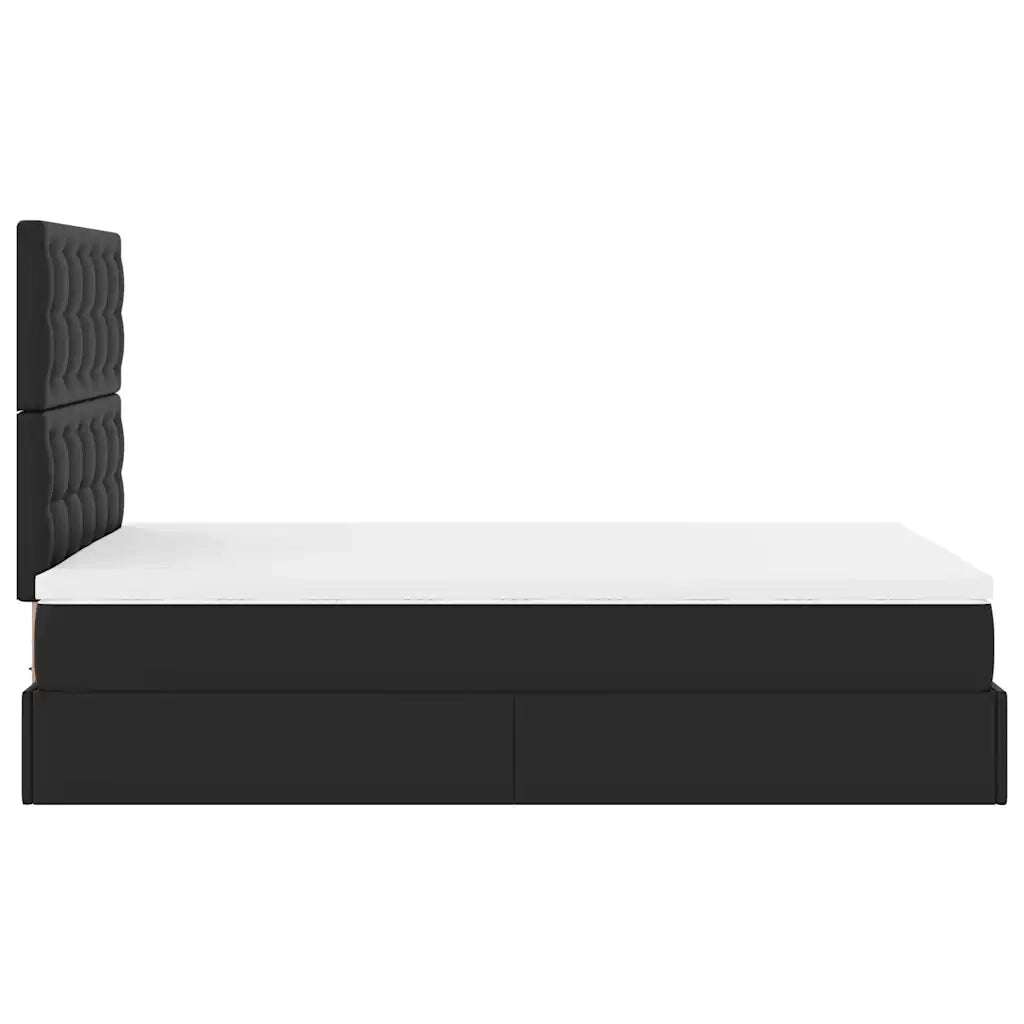 Struttura Letto Pouf con Materasso Nero 120x190 cm Similpelle 3312991