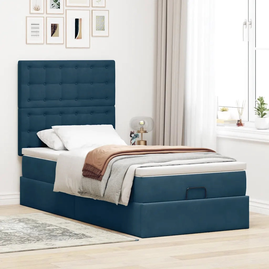 Struttura Letto Pouf con Materassi 80x200 cm Velluto