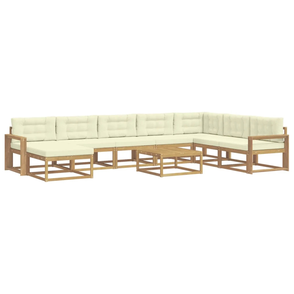 Set di divani da esterno 9 pcs Bianco e Crema