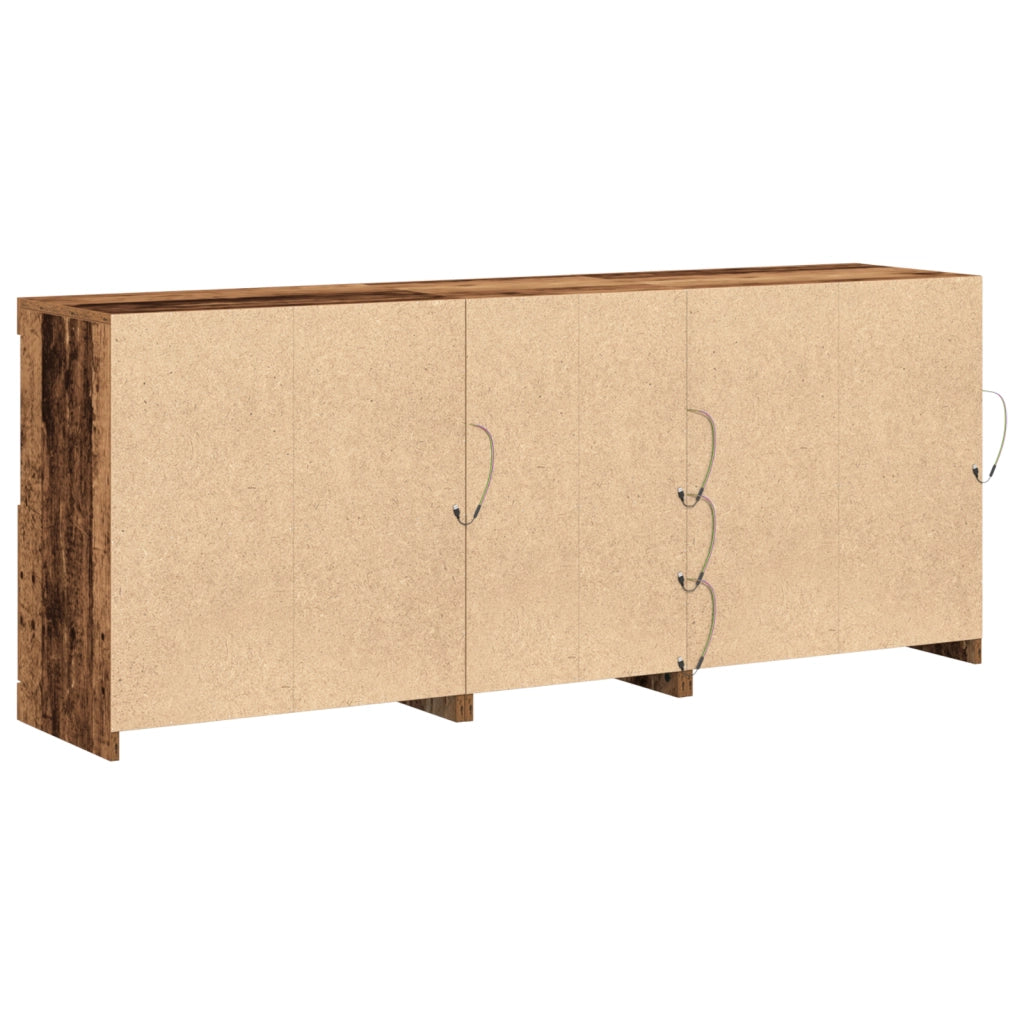 Credenza con luci LED Legno invecchiato 162x37x67 cm Legno ingegnerizzato