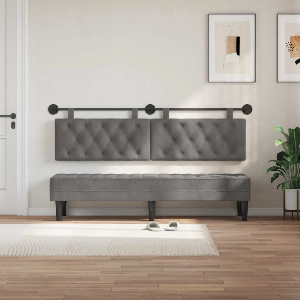 Testiera sospesa Con luce LED Grigio Scuro Velluto 42032165