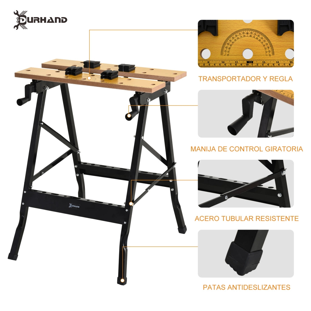 Tavolo da lavoro pieghevole portatile ¨C zephmum ¨C MDF ferro 56x62x75 cm nero