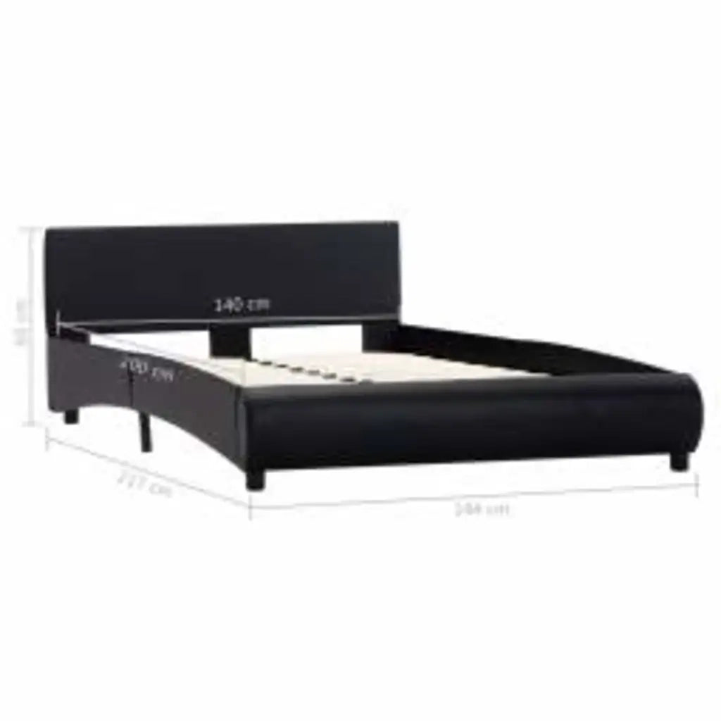 Letto matrimoniale | Letto per adulti | Giroletto con LED Nero in Similpelle 140x200 cm