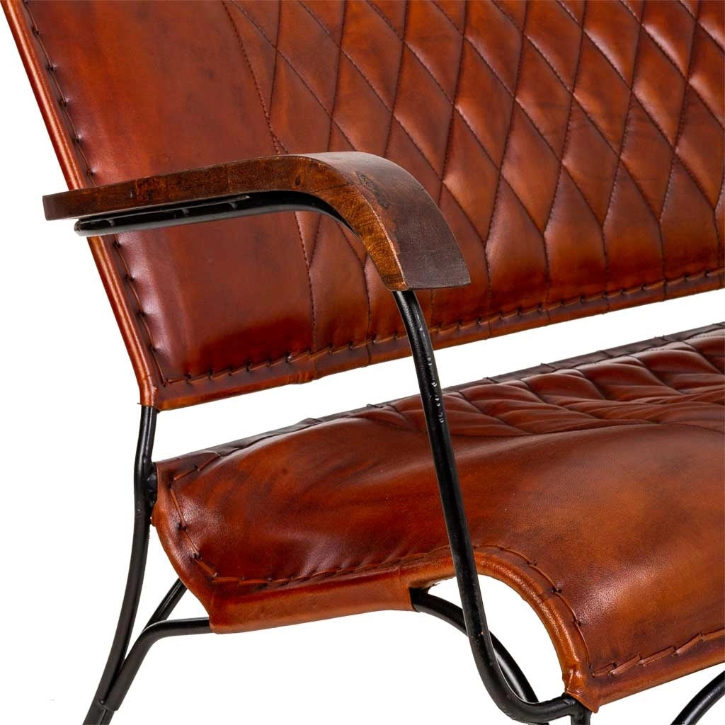Sgabello in metallo e pelle marrone 127x71x76h