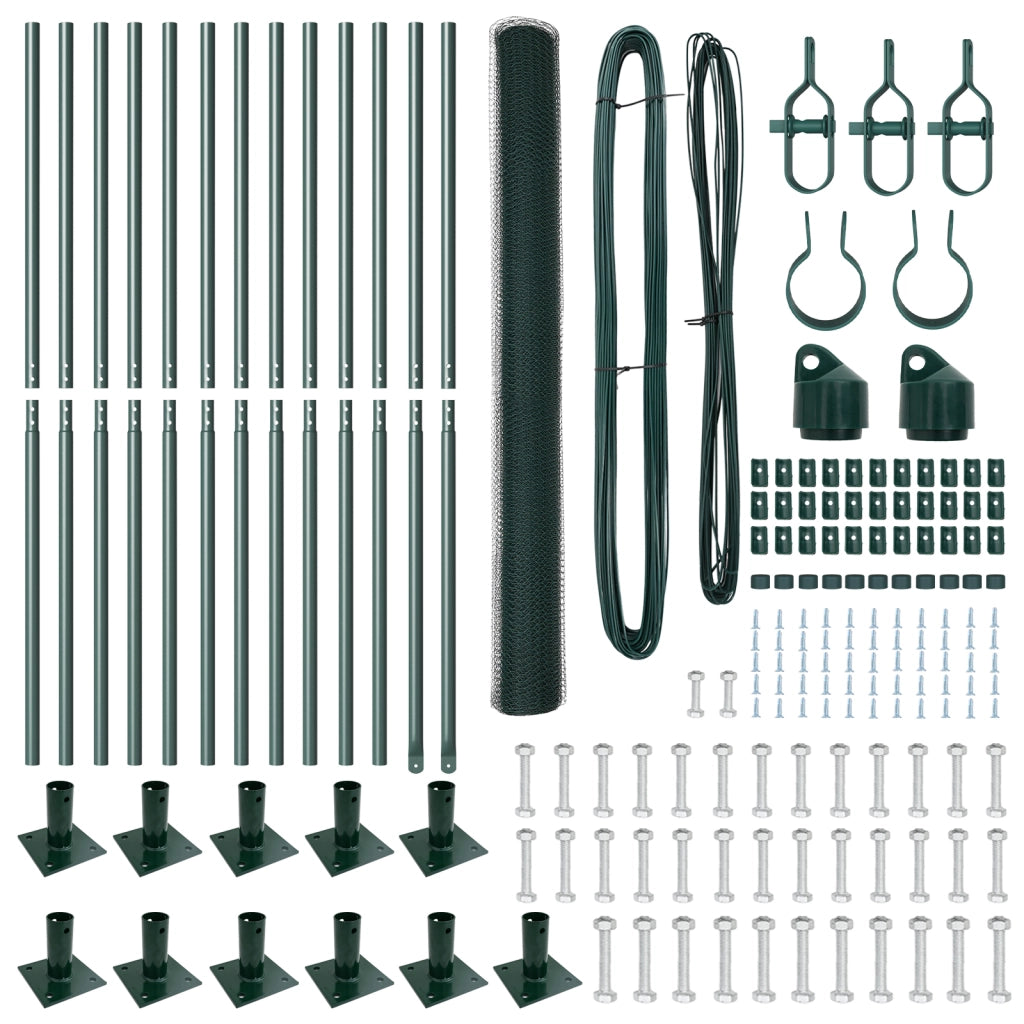 Set di Recinzione Set di 2 Verde Acciaio, PVC 25 x 1.5 m