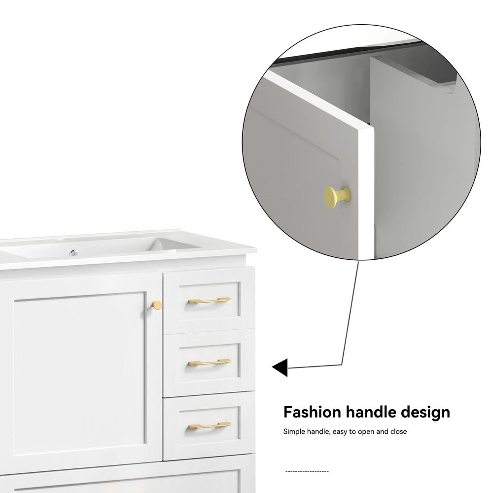 Armadietto Bagno 75 cm ¨C Xylo ¨C Bianco, 1 Anta, 3 Cassetti