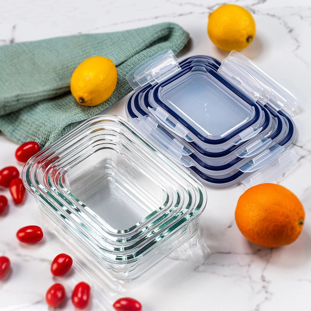 Set di contenitori per alimenti in vetro KADAX, contenitori in vetro con coperchio, portapranzo, 4 pezzi