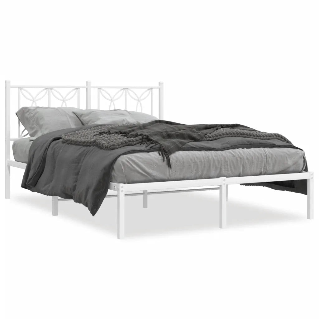 Giroletto con Testiera-Struttura Letto con testiera Metallo Bianco 140x190 cm 904594