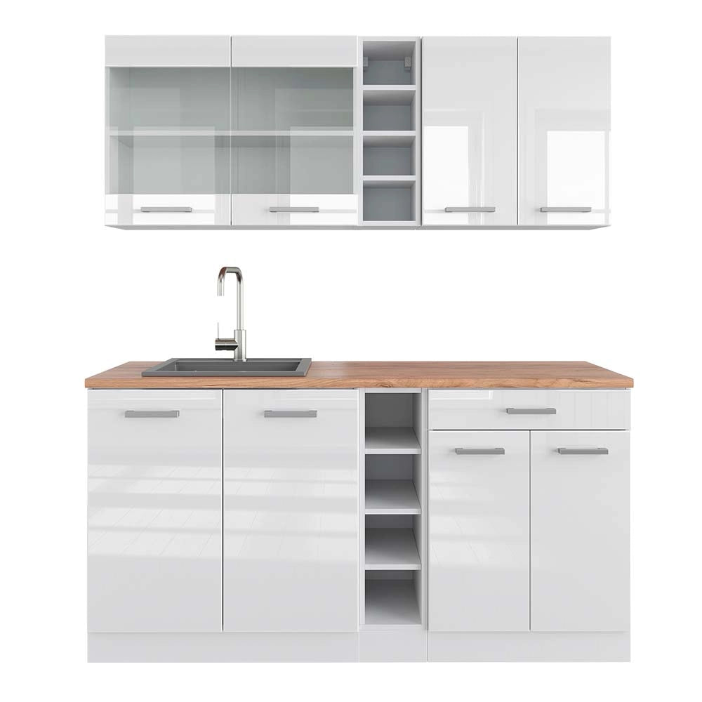 Vicco Cucina completa Bianco lucido/bianco 160 cm , PL Rovere