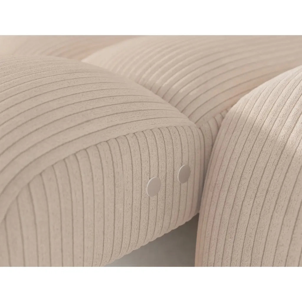 Divano angolare trasformabile BULLA 3 posti beige – velluto a coste con estensione della seduta elettrica