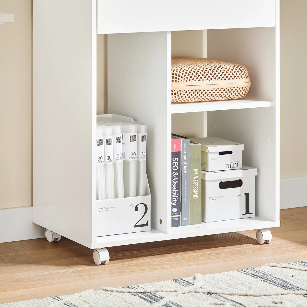 SoBuy Carrello da ufficio Carrello Portaoggetti con Cassetto Tavolino stampante 63x42x88cm ASK10-WN