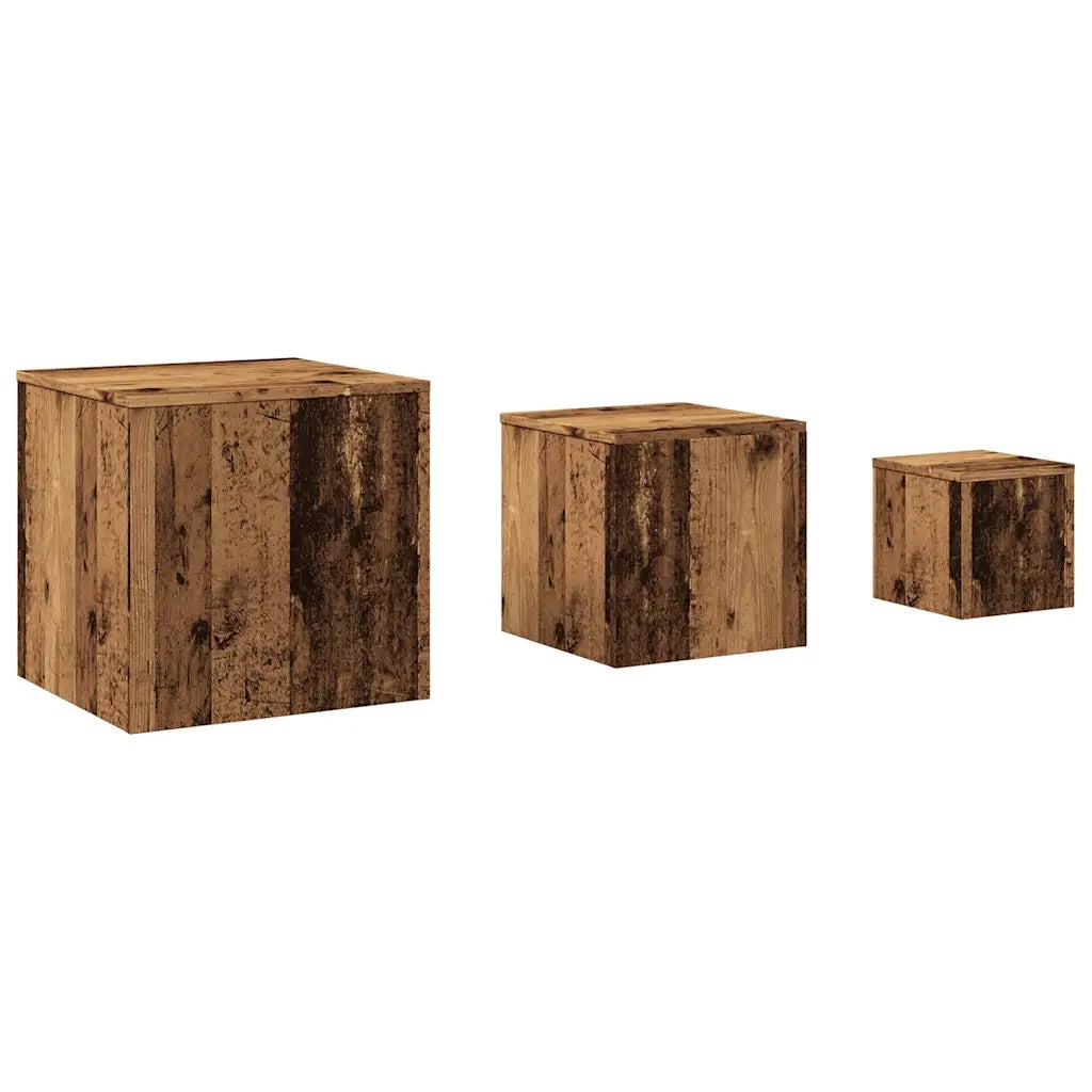 Tavolini 3 pz | Tavolo laterale Legno Antico in Legno Multistrato
