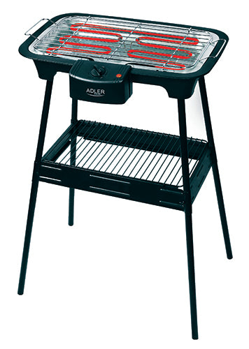 Adler AD 6602 Grill Elettrico con Resistenza Rimovibile, Termostato Regolabile e Base Stand – Barbecue Elettrico da Tavolo per Casa e Giardino