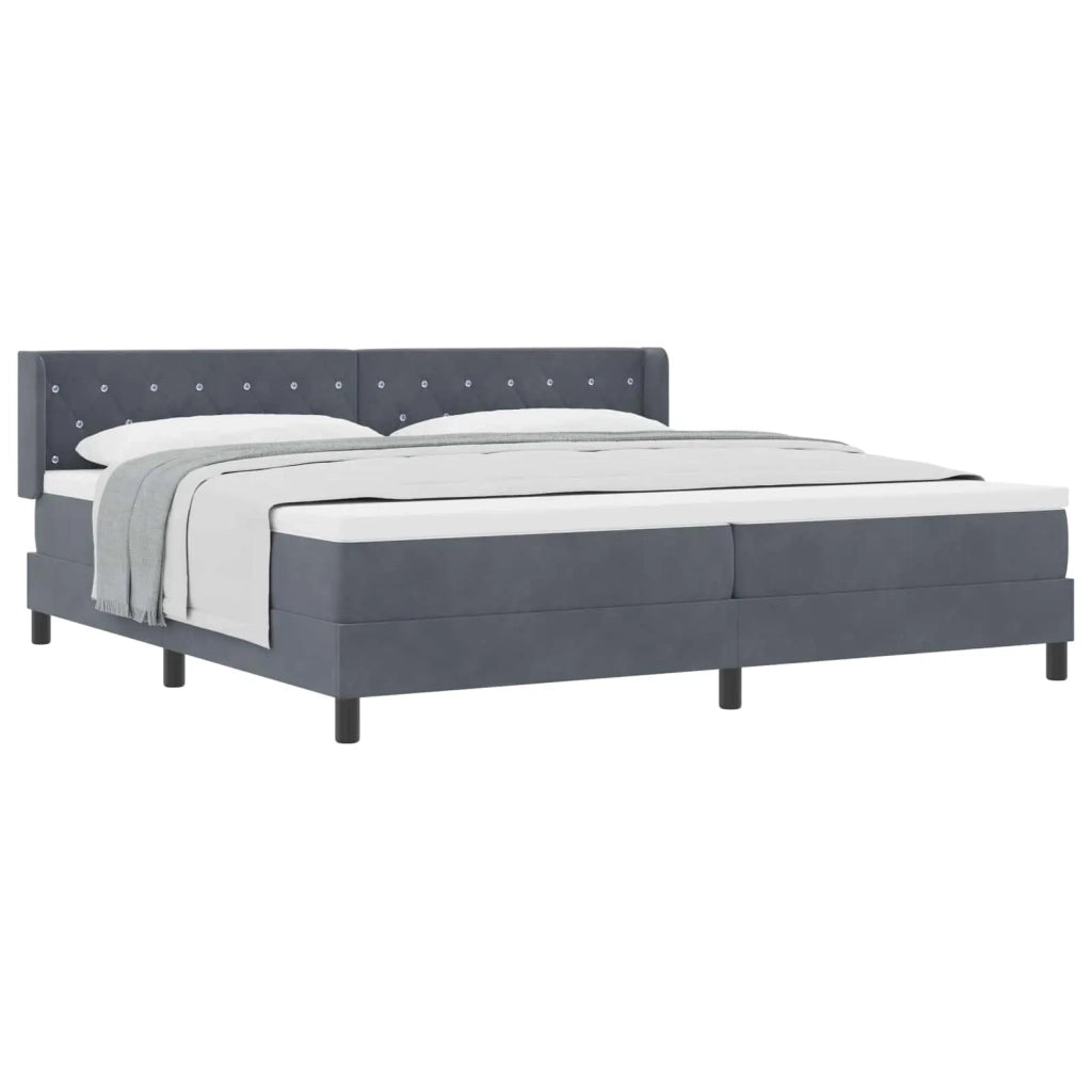 Letto a molle con testiera Grigio scuro 200 x 200 cm Velluto 3341433