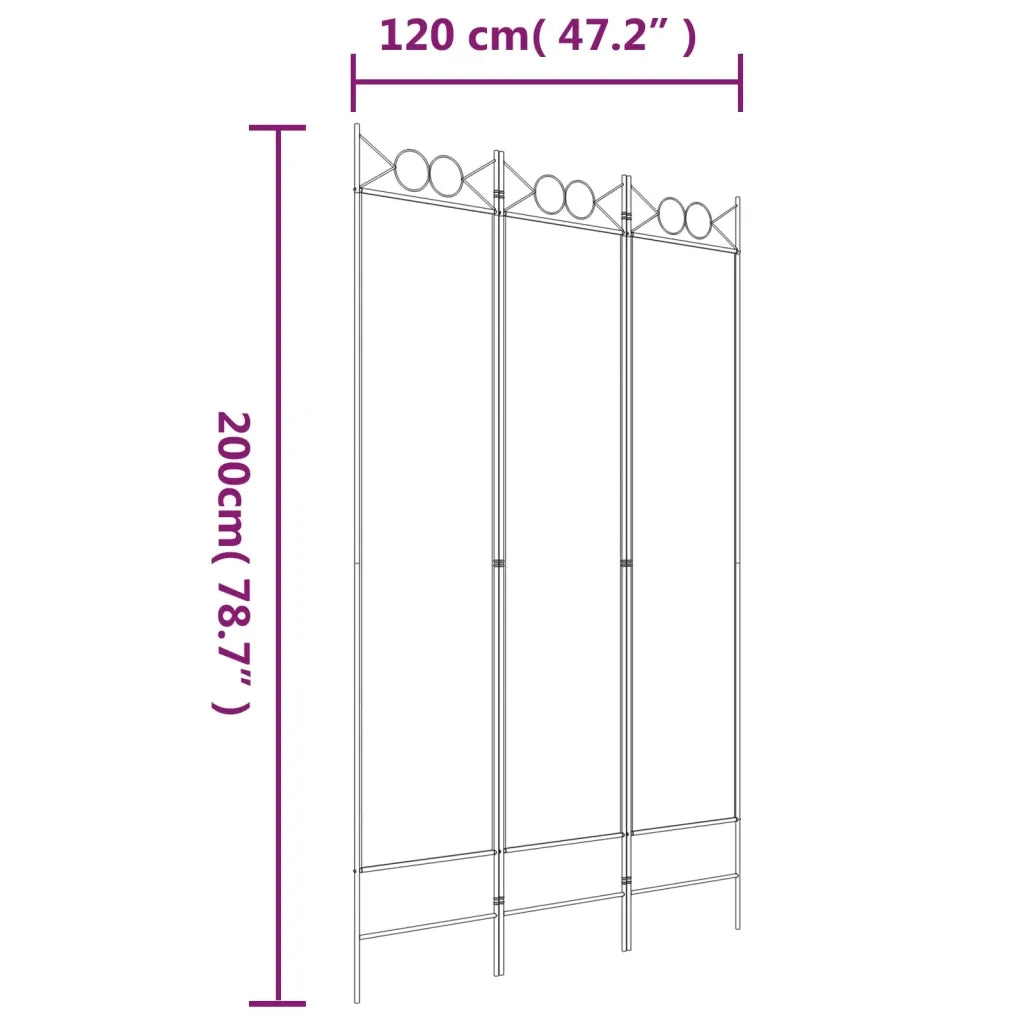 Divisorio a 3 Pannelli bianco 120x200 cm in Tessuto 350146