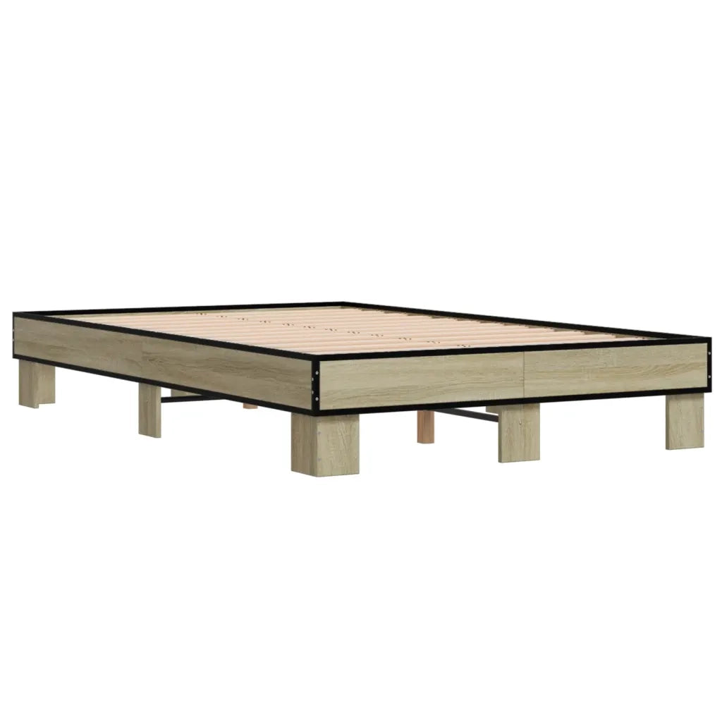 Letto matrimoniale | Letto per adulti | Giroletto Rovere Sonoma 120x200 cm in Legno Multistrato Metallo