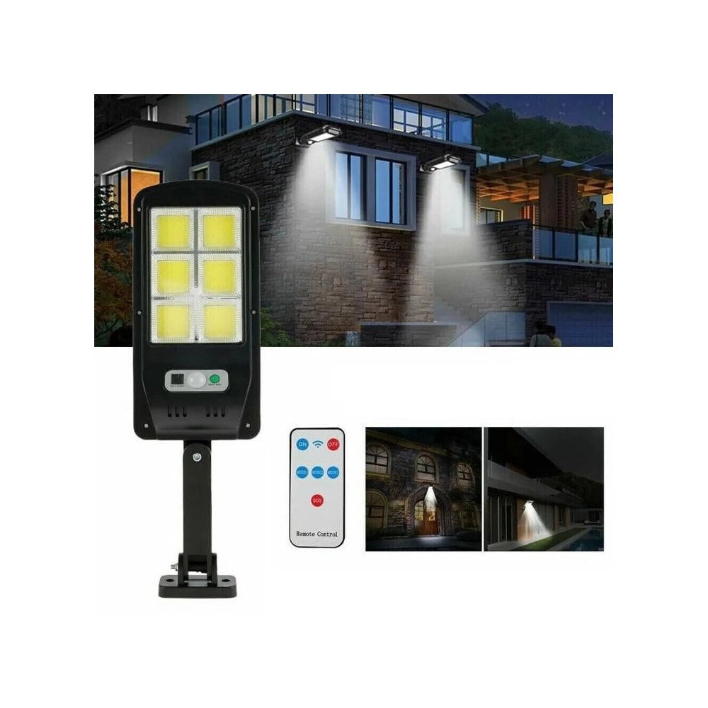 Trade Shop - Faro Lampione Stradale Pannello Solare Fotovoltaico Sensore 6 Led Cob Con Telecomando -