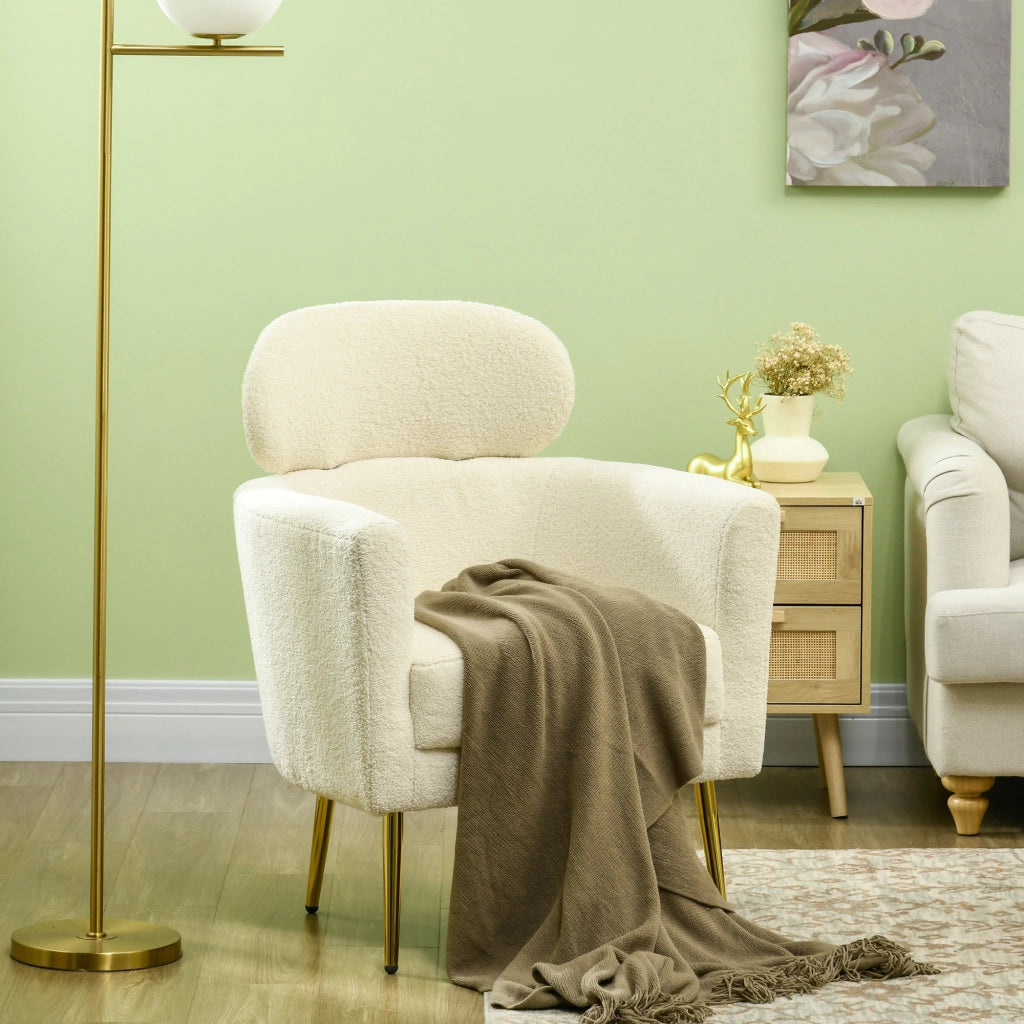 Poltrona Relax con Poggiatesta Amovibile ¨C Zephmum ¨C 71x65x90 cm Crema Tessuto