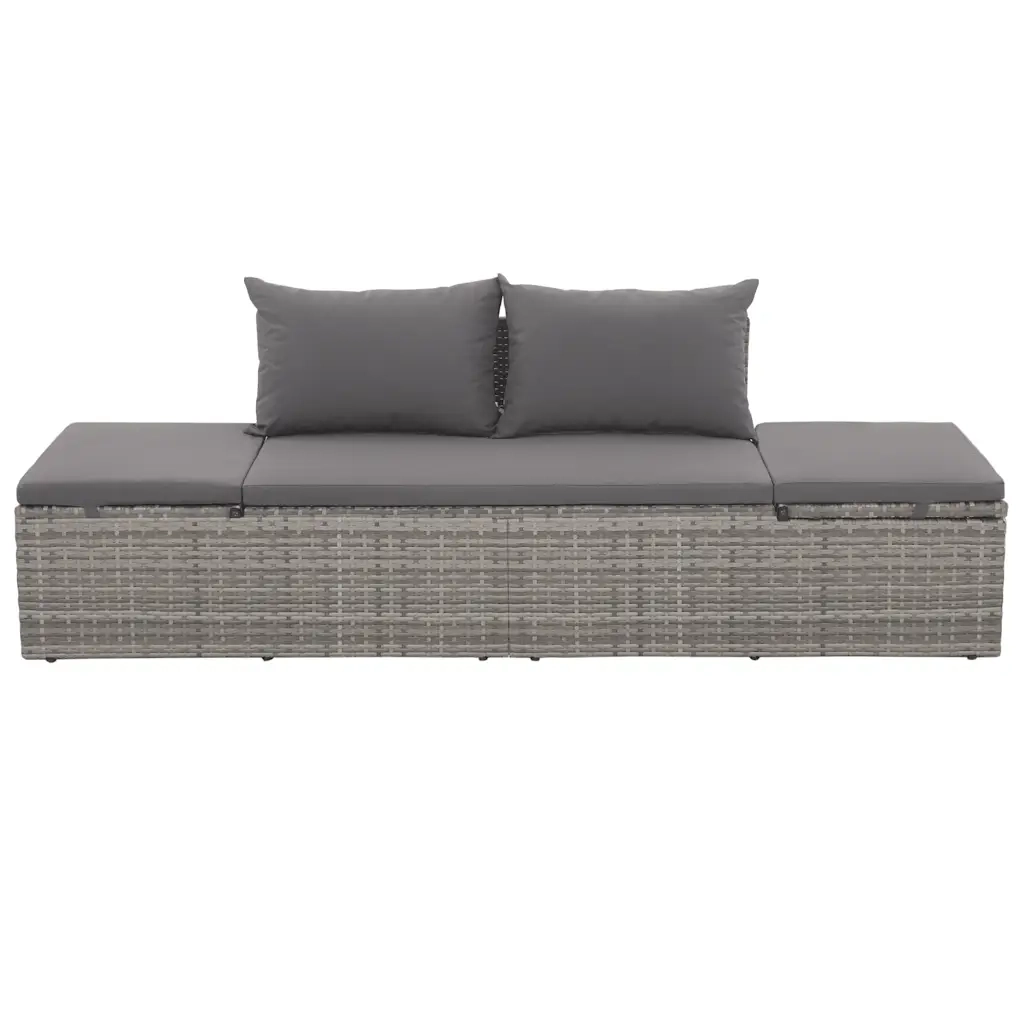 Lettino da Giardino Grigio 195x60 cm in Polyrattan 43955