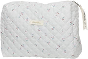 Borse per cosmetici, Borse da trucco Coquette, Borse da toeletta gonfie per donne, Grande borsa da cosmetici, Borse da trucco in cotone con disegno fiorale per bambini, donne, uomini (cerchio bianco)