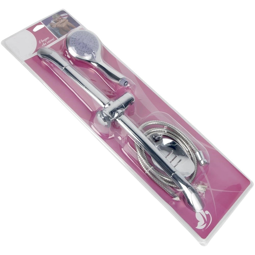 Trade Shop - Saliscendi Con Soffione Doccia 3 Funzioni Getti Asta 67 Cm Cromato Bagno Vasca -        2