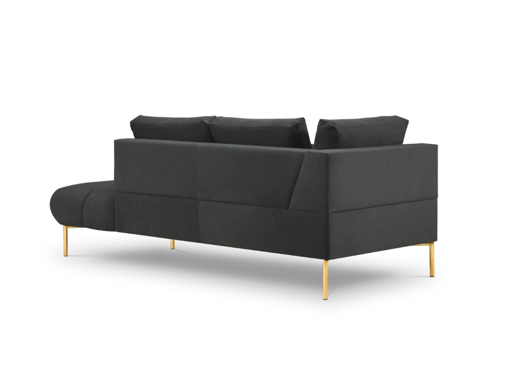 Cosmopolitan Design - Chaise longue destra "Hastings" 2 posti in velluto grigio scuro 