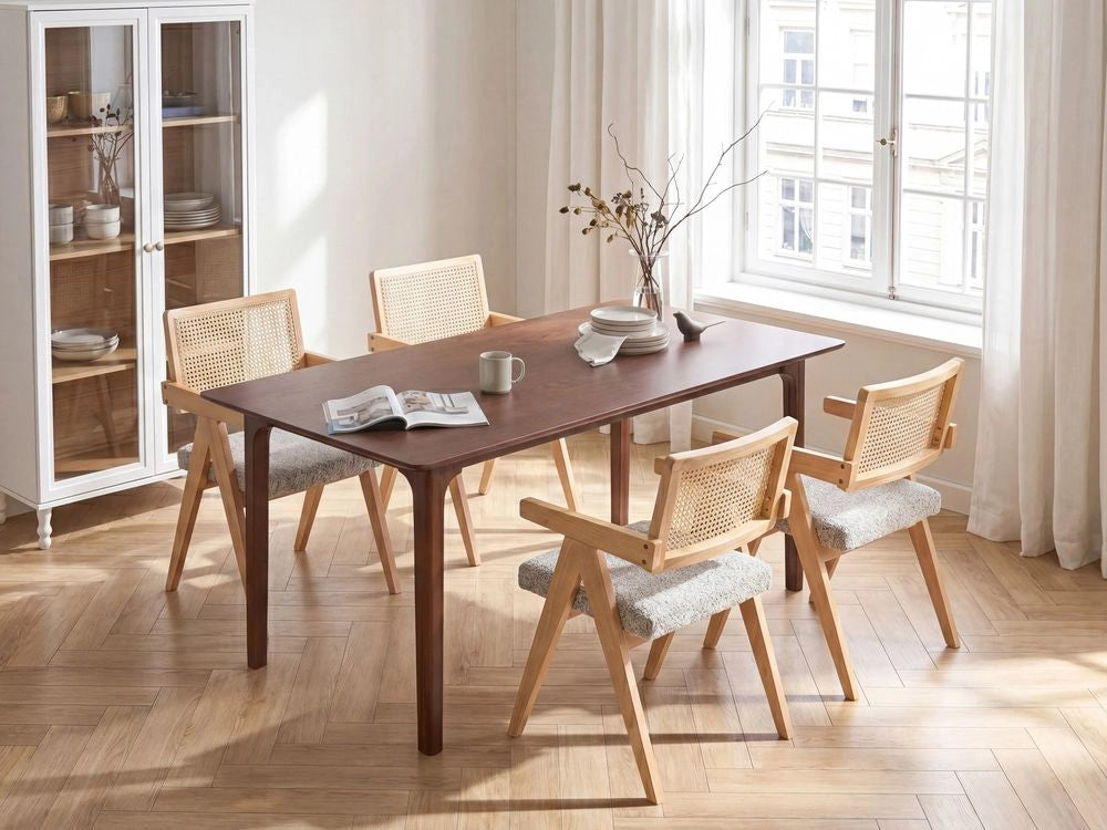 Tavolo da pranzo 160 x 90 cm Piano impiallacciato in frassino scuro Tavolo da cucina di design moderno