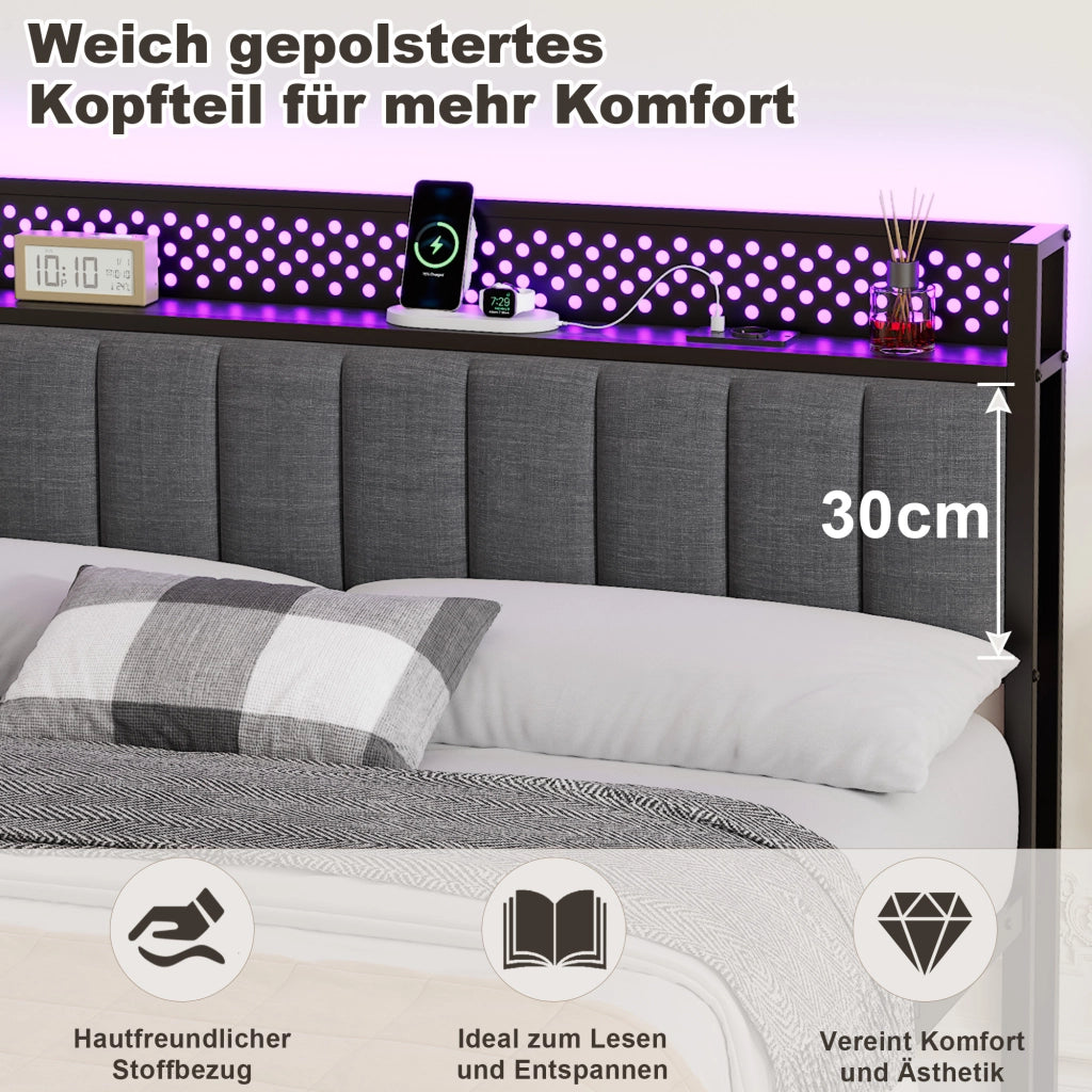 Letto singolo 140x200 cm, colore nero