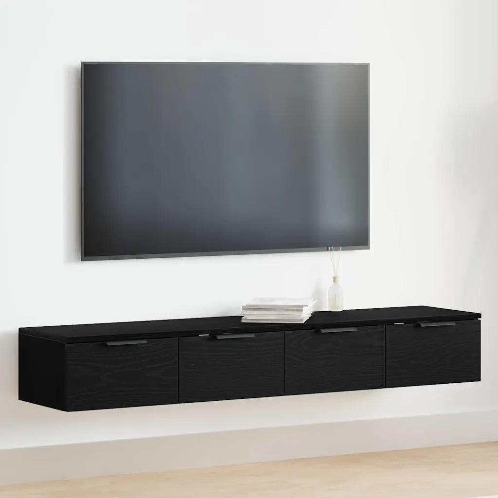 Mobile a muro con cassetto 2 pcs Rovere Nero 68 x 30 x 20 cm 3333074