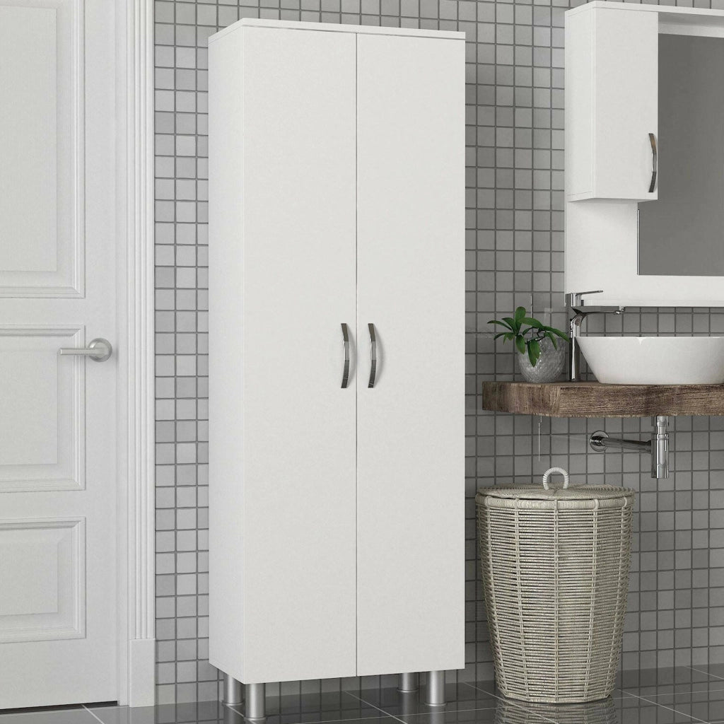 Vincent, Armadio Multiuso 2 Ante 5 Ripiani, 59x162h cm Bianco