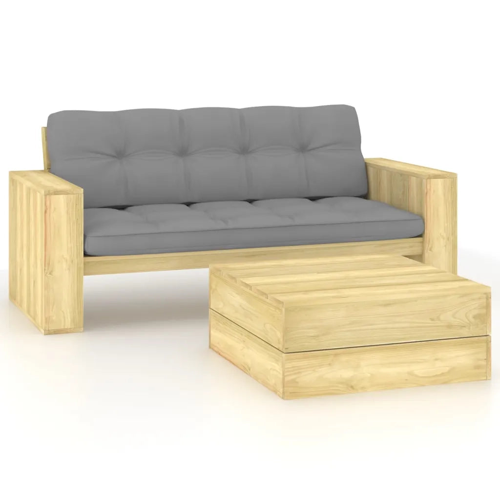 Set Divani da Giardino 2 pz con Cuscini Legno Pino Impregnatocod mxl 102411