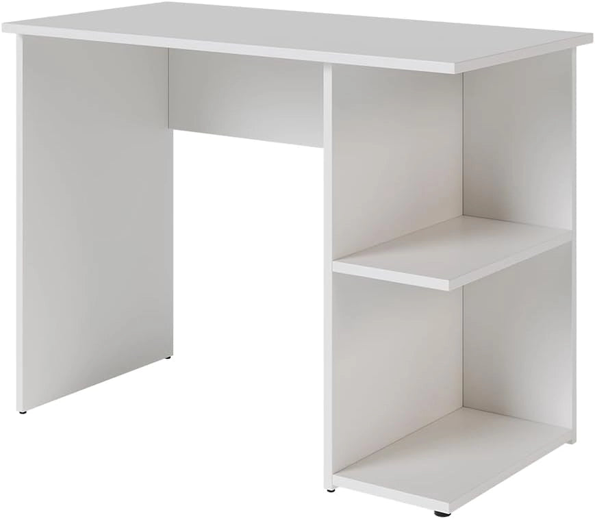 Scrivania con ripiani Simple, Bianco/Artisan, 80 x 50 cm, con due ripiani per una conservazione organizzata