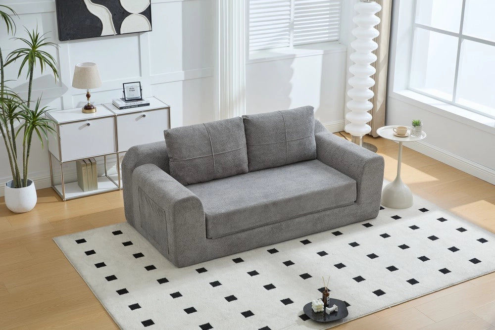 Divano Letto Pieghevole con Cuscini ¨C Xylo ¨C Grigio Scuro, 179x95x79 cm
