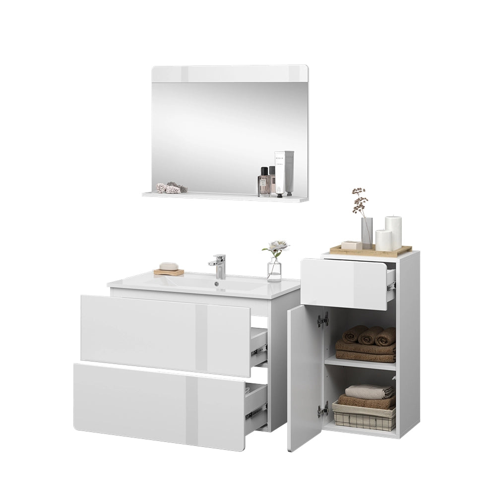Vicco Set di mobili da bagno Bianco 4 pezzi con unità midi