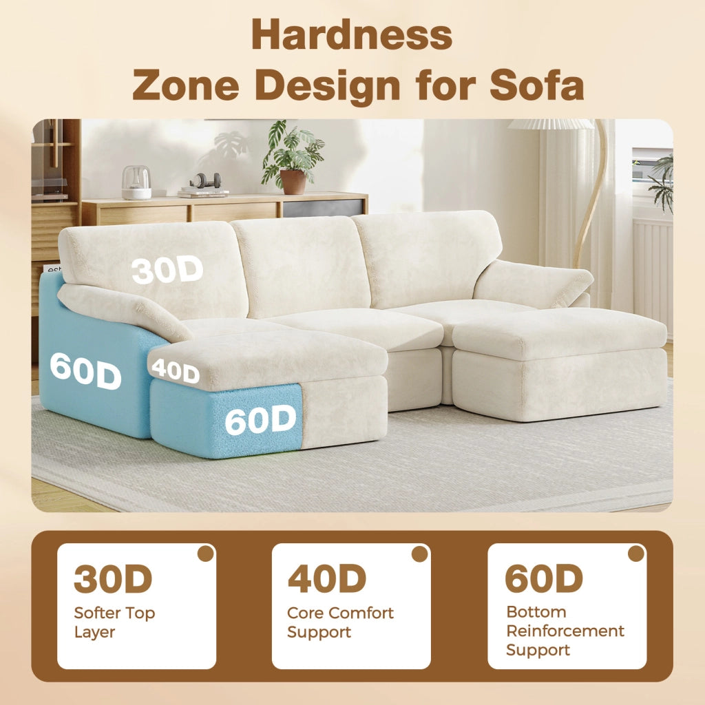 SET DIVANO MODULARE CLOUD - DIVANO A U ULTRA MORBIDO, MONTAGGIO NON RICHIESTO, BEIGE