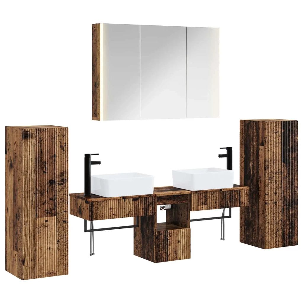 Set di mobili per il bagno 6 pcs Legno antico 3407141