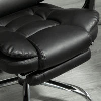 Sedia da Ufficio ad Altezza Regolabile con Schienale Reclinabile e Poggiapiedi, 64.5x69x109-117 cm, Nero