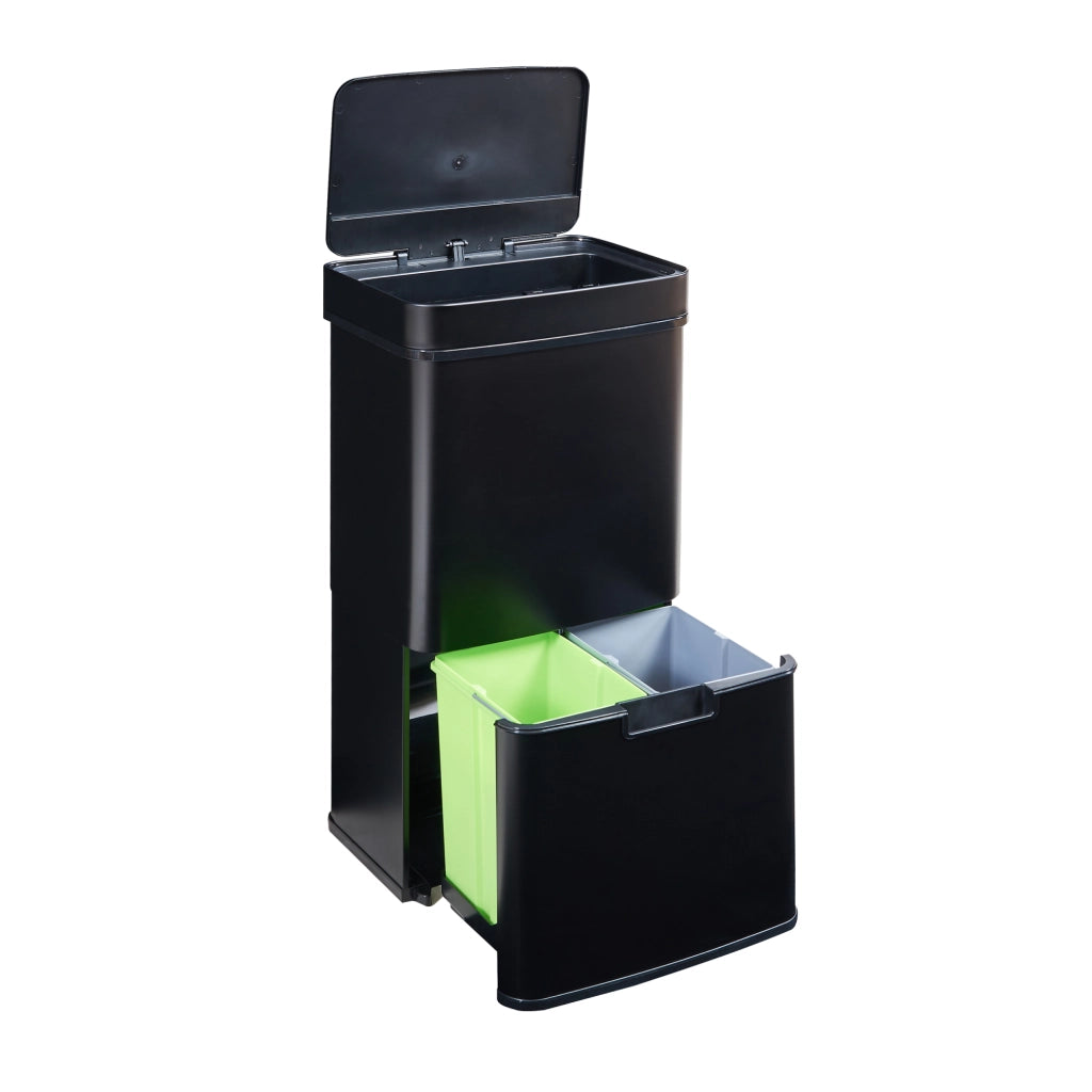 Pattumiera Automatica Venna con Sensore a 3 Scomparti Capacità 62 L - Nero [en.casa]