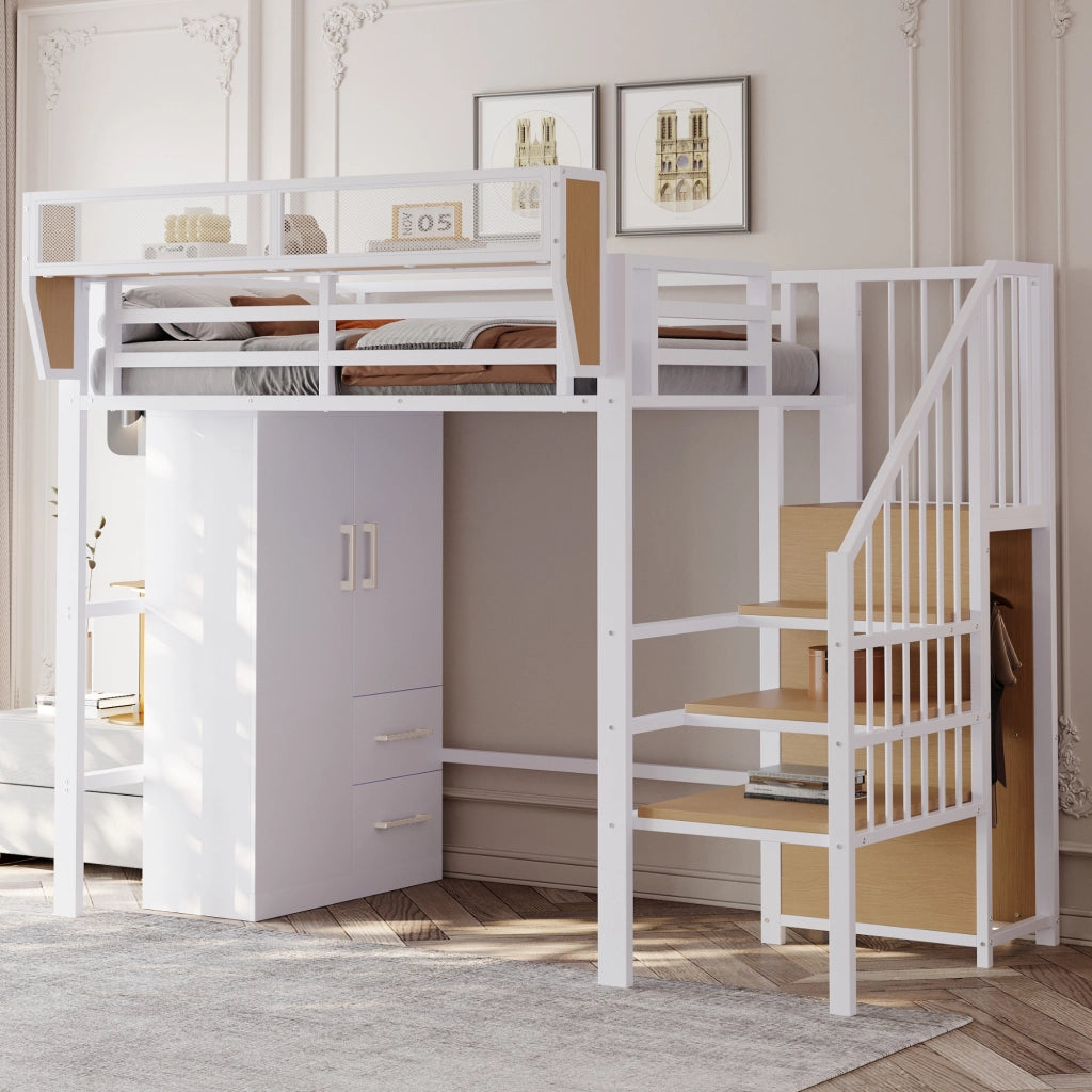Armadio a due ante 70×40×135 cm con 2 cassetti e ampio vano portaoggetti; legno; bianco