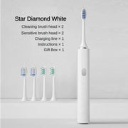 Elettrica ricaricabile Sonic borsa da denti per adulti, uomini e donne con setole morbide, media - bianca, 4 teste