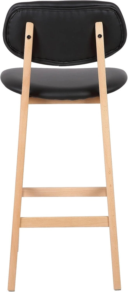 Sgabelli da Bar Sedia Alta Cucina con Schienale Poggiapiedi PU Gambe di Faggio Comodo Nero 4 Pezzi, BH51sz-4