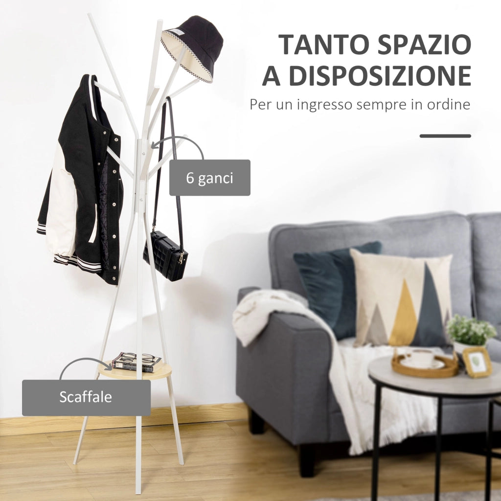 Appendiabiti da Terra Verticale ¨C zephmum ¨C Bianco 45x45x180cm