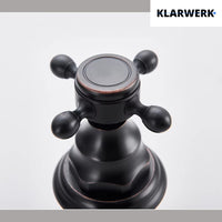 JULIAN | Rubinetto da bagno vintage a 3 fori a parete nero opaco | in acciaio inossidabile retrò da cucina | Antico miscelatore a parete a 2 maniglie